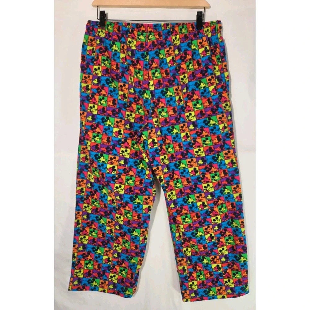 Disney Parks Mickey Mouse‎ Colorful Photo Reel Drawstring Pajama Pants Size Med